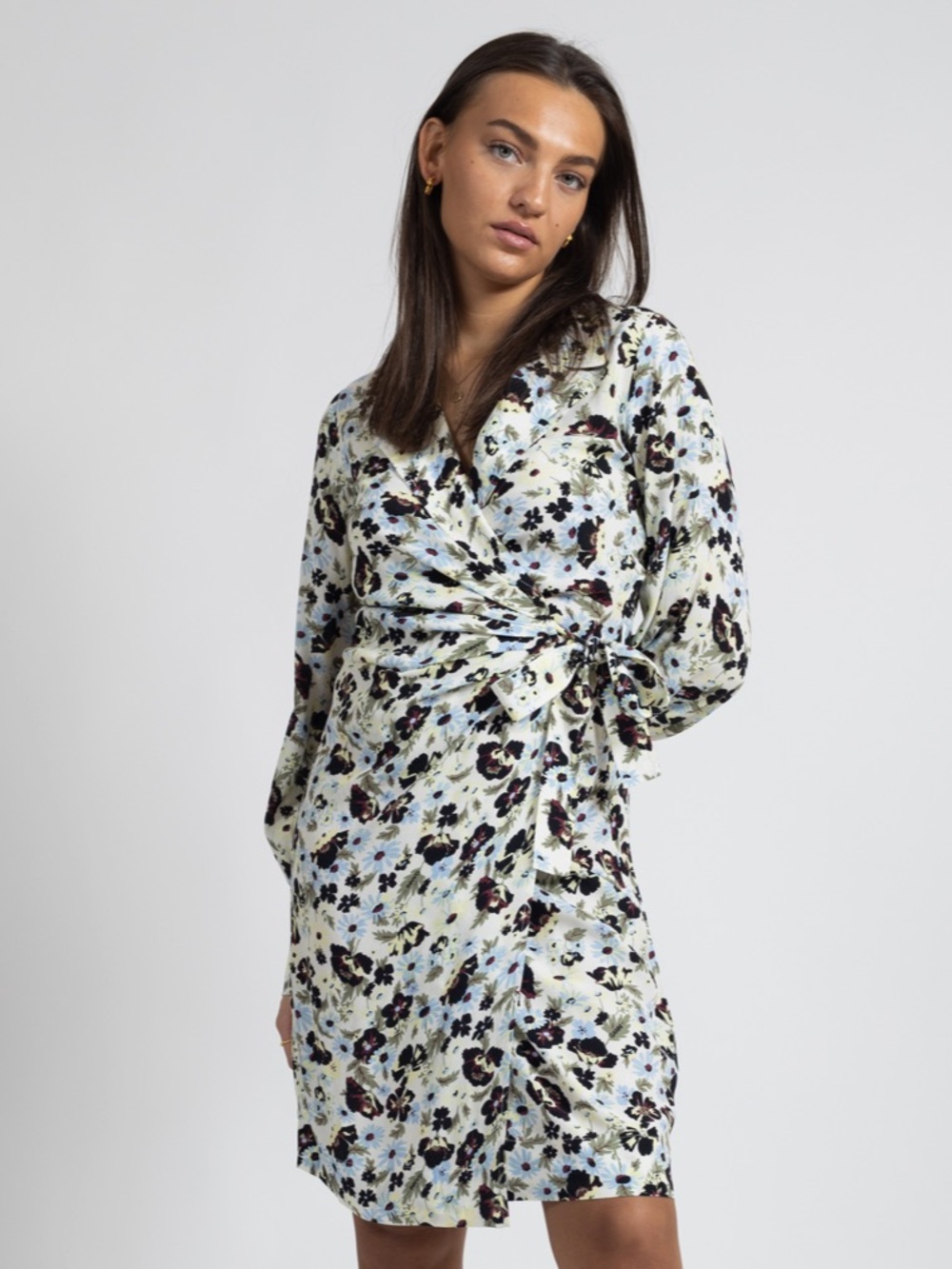 GANNI 🖤 Printed Crepe Wrap Dress